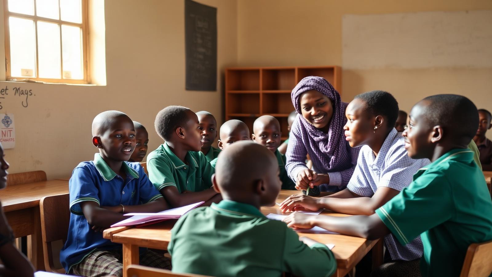 South Sudanese students engaged in a classroom